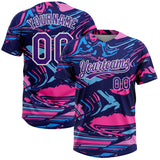 Custom Figure Purple Navy-Pink Two-Button Unisex Softball Jersey