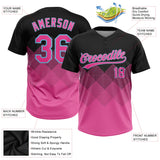 Custom Black Pink-Light Blue Two-Button Unisex Softball Jersey