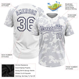 Custom White White-Navy Two-Button Unisex Softball Jersey