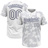 Custom White White-Navy Two-Button Unisex Softball Jersey