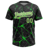 Custom Black Neon Green-Kelly Green Two-Button Unisex Softball Jersey
