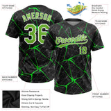 Custom Black Neon Green-Kelly Green Two-Button Unisex Softball Jersey