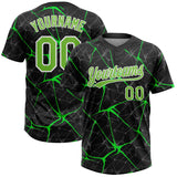 Custom Black Neon Green-Kelly Green Two-Button Unisex Softball Jersey