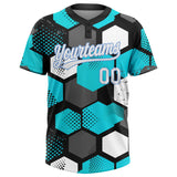 Custom Sky Blue White Black-Light Blue Two-Button Unisex Softball Jersey