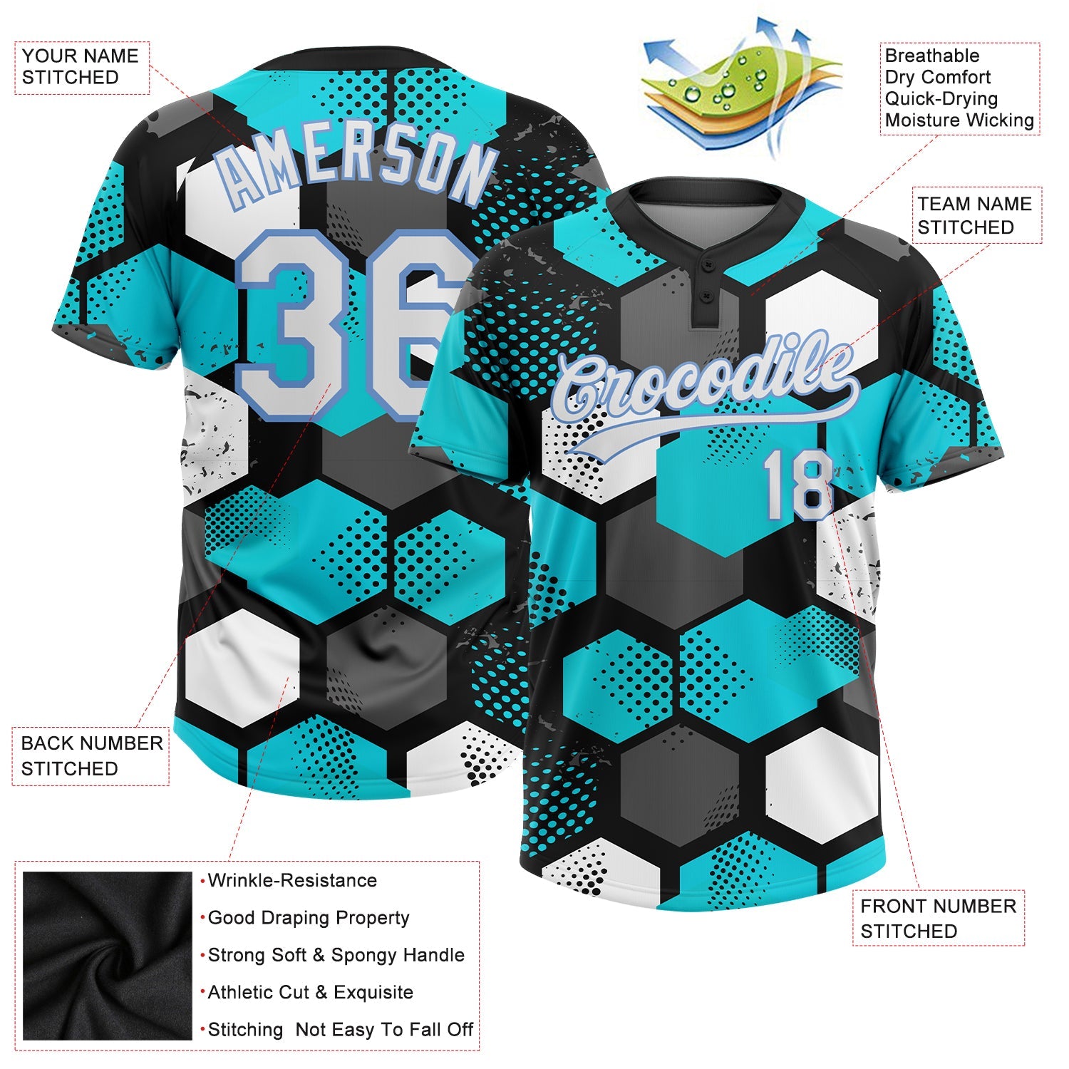 Custom Powder Blue Black-Orange Hockey Jersey Discount