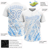 Custom White White-Light Blue Two-Button Unisex Softball Jersey