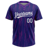Custom Purple White Two-Button Unisex Softball Jersey