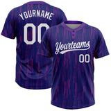 Custom Purple White Two-Button Unisex Softball Jersey