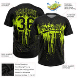 Custom Black Black-Neon Green Two-Button Unisex Softball Jersey