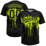 Custom Black Black-Neon Green Two-Button Unisex Softball Jersey