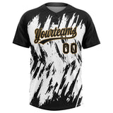 Custom White Black-Old Gold Two-Button Unisex Softball Jersey