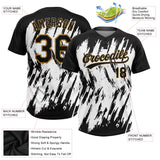 Custom White Black-Old Gold Two-Button Unisex Softball Jersey