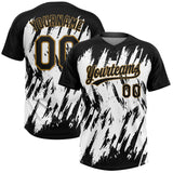 Custom White Black-Old Gold Two-Button Unisex Softball Jersey