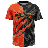 Custom Graffiti Pattern Black-Old Gold 3D Two-Button Unisex Softball Jersey