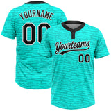 Custom Teal Black-White Two-Button Unisex Softball Jersey