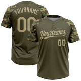 Custom Olive Vegas Gold-Camo Salute To Service Two-Button Unisex Softball Jersey