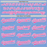 Custom Light Blue Pink-White Two-Button Unisex Softball Jersey