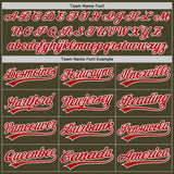 Custom Olive Red-White Salute To Service Two-Button Unisex Softball Jersey