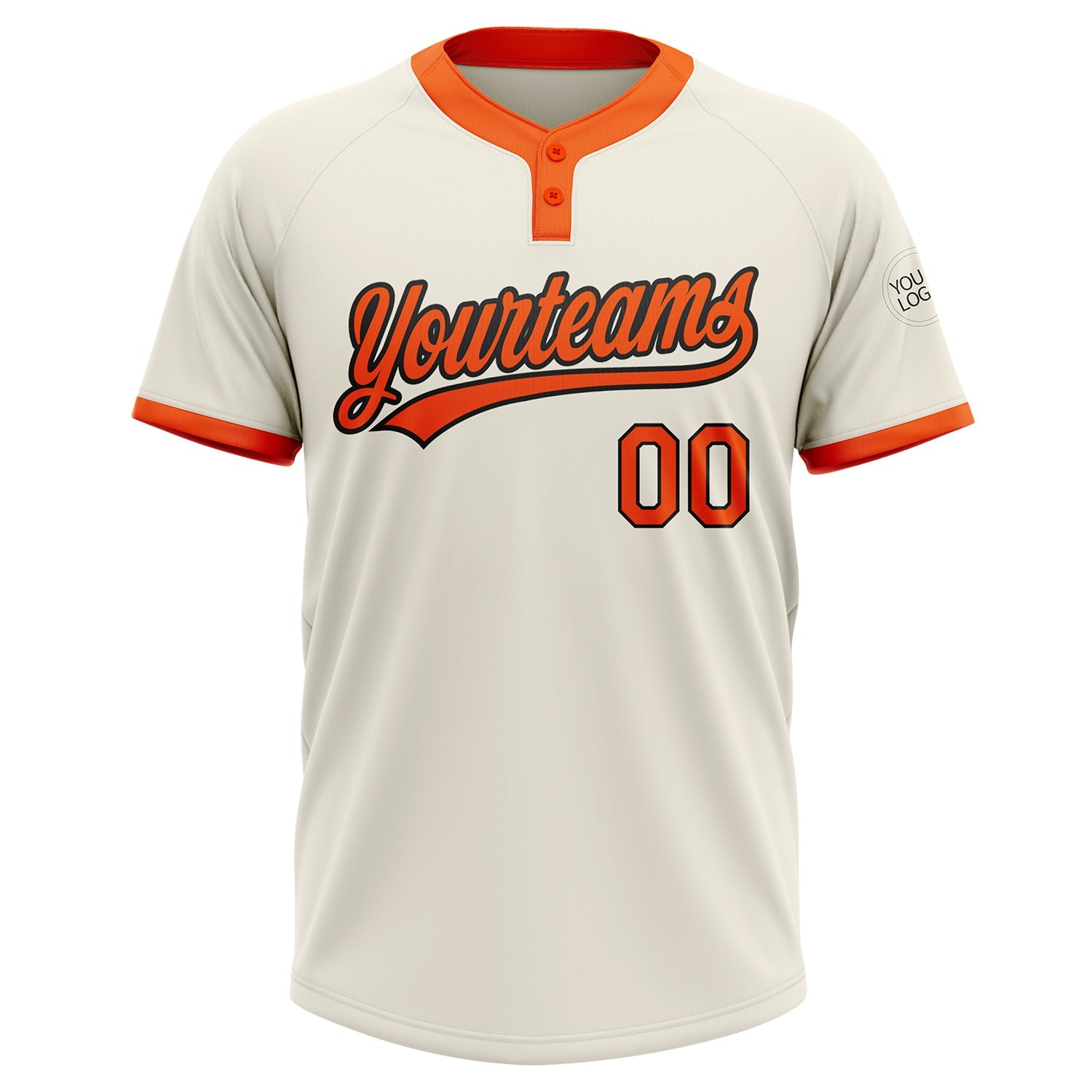 Custom Cream Orange-Black Two-Button Unisex Softball Jersey
