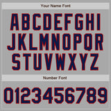Custom Gray Navy-Red Two-Button Unisex Softball Jersey