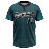 Custom Midnight Green Black-White Two-Button Unisex Softball Jersey