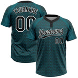 Custom Midnight Green Black-White Two-Button Unisex Softball Jersey