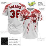 Custom White Red-Black Two-Button Unisex Softball Jersey