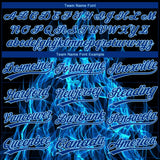 Custom Black Royal-Light Blue Flame Two-Button Unisex Softball Jersey