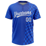 Custom Royal White-Navy Two-Button Unisex Softball Jersey