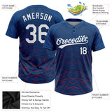 Custom US Navy Blue White-Red Two-Button Unisex Softball Jersey