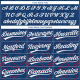 Custom US Navy Blue White-Red Two-Button Unisex Softball Jersey