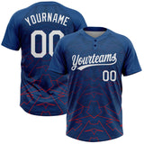 Custom US Navy Blue White-Red Two-Button Unisex Softball Jersey