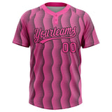 Custom Pink Pink-Black Two-Button Unisex Softball Jersey