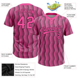Custom Pink Pink-Black Two-Button Unisex Softball Jersey