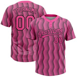 Custom Pink Pink-Black Two-Button Unisex Softball Jersey