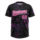 Custom Black Pink-White Two-Button Unisex Softball Jersey