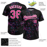 Custom Black Pink-White Two-Button Unisex Softball Jersey
