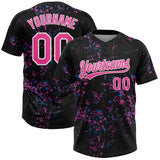 Custom Black Pink-White Two-Button Unisex Softball Jersey