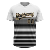 Custom White Black-Old Gold Two-Button Unisex Softball Jersey
