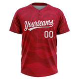 Custom Red White Two-Button Unisex Softball Jersey