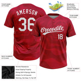 Custom Red White Two-Button Unisex Softball Jersey