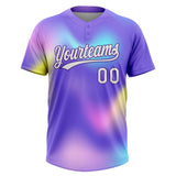 Custom Purple White-Pink Two-Button Unisex Softball Jersey