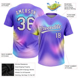 Custom Purple White-Pink Two-Button Unisex Softball Jersey