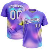 Custom Purple White-Pink Two-Button Unisex Softball Jersey
