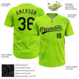 Custom Neon Green Black Two-Button Unisex Softball Jersey