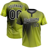Custom Gold Black-White Two-Button Unisex Softball Jersey