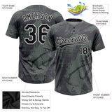 Custom Olive Black-White 3D Salute To Service Two-Button Unisex Softball Jersey