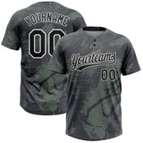 Custom Olive Black-White 3D Salute To Service Two-Button Unisex Softball Jersey