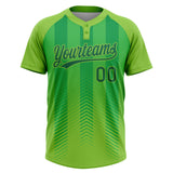 Custom Neon Green Kelly Green Two-Button Unisex Softball Jersey