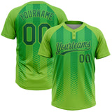 Custom Neon Green Kelly Green Two-Button Unisex Softball Jersey